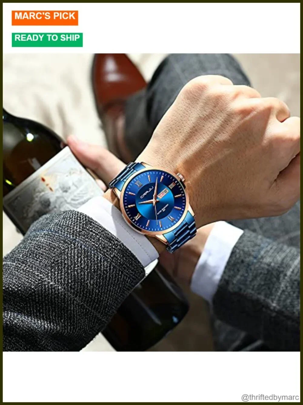 Men's Luxury Stainless Steel Business Chronograph Analog Quartz Wristwatch